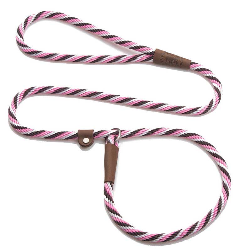 Mendota Dog Slip Leads - Nickel, 6 foot, 3/8 pink chocolate