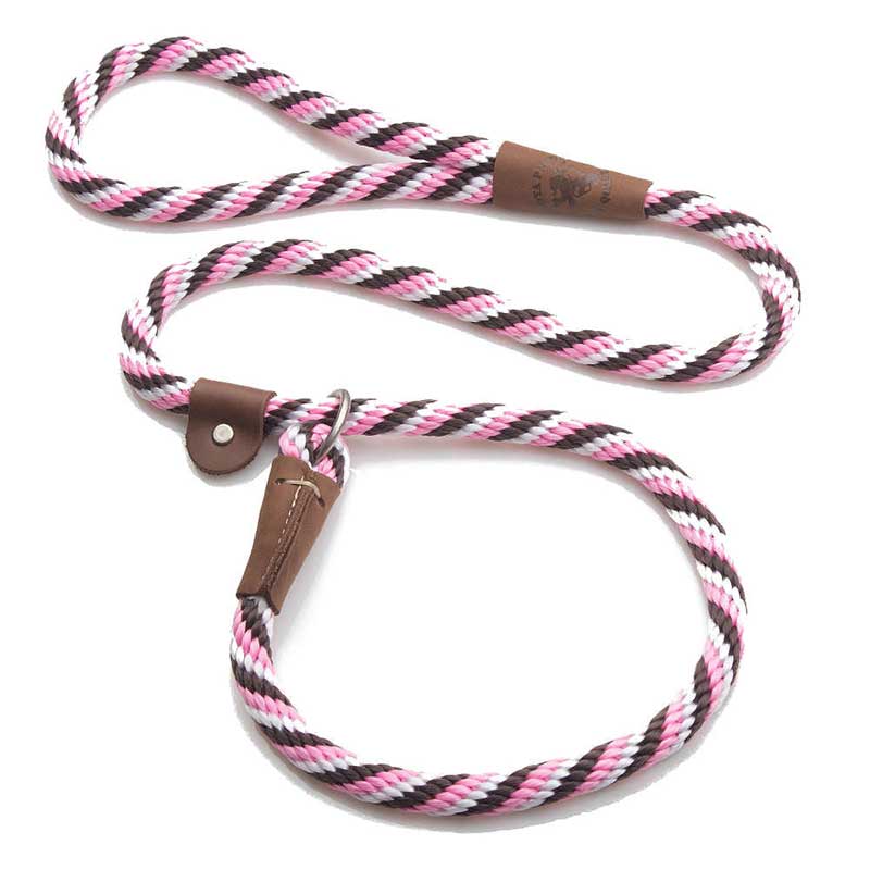 Mendota Dog Slip Leads - Nickel, 6 foot, 1/2, pink chocolate
