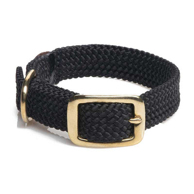 Mendota Double Braid Collar - Brass, puppy, black