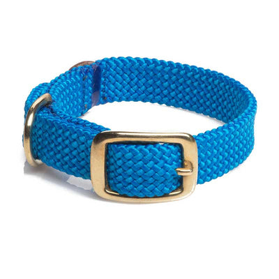 Mendota Double Braid Collar - Brass, puppy, blue