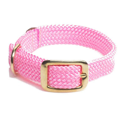 Mendota Double Braid Collar - Brass, puppy, pink