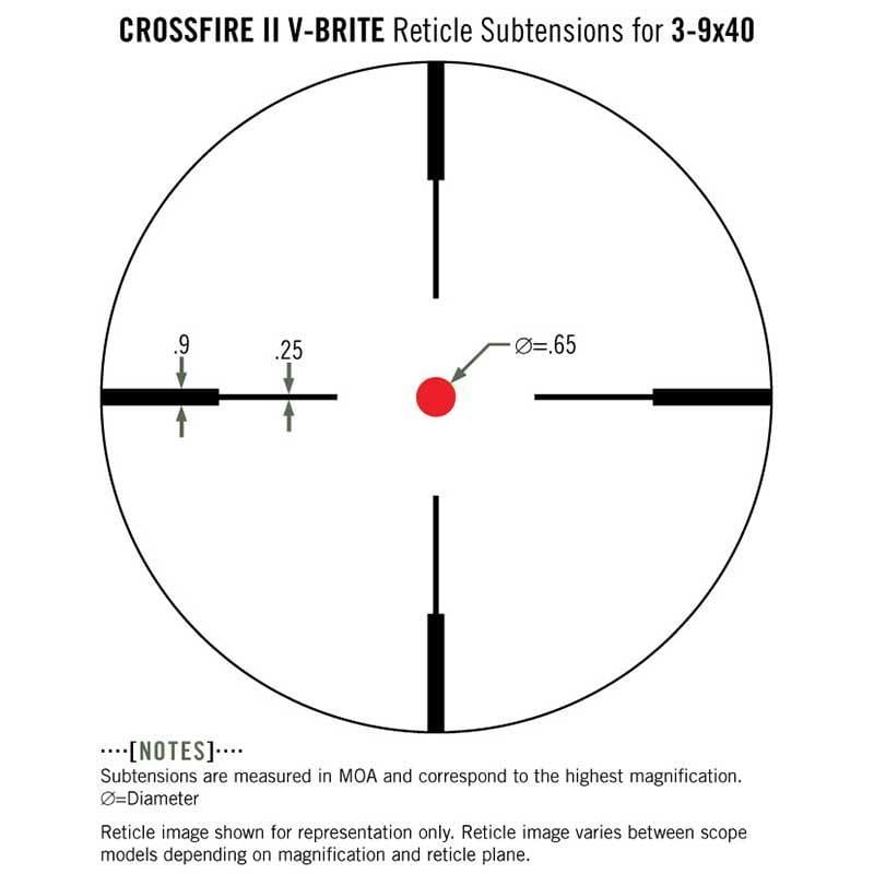 Vortex Crossfire II 3-9x40 Riflescope Illuminated V-Brite Reticle subtensions