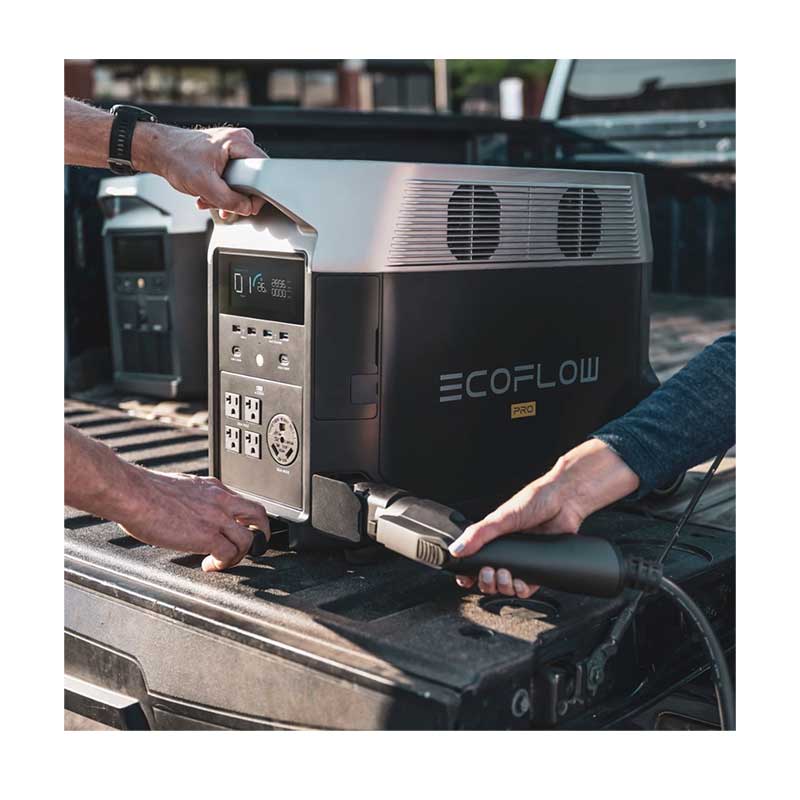 EcoFlow EV X-Stream Adapter for Delta Pro Portable Power Stations in use