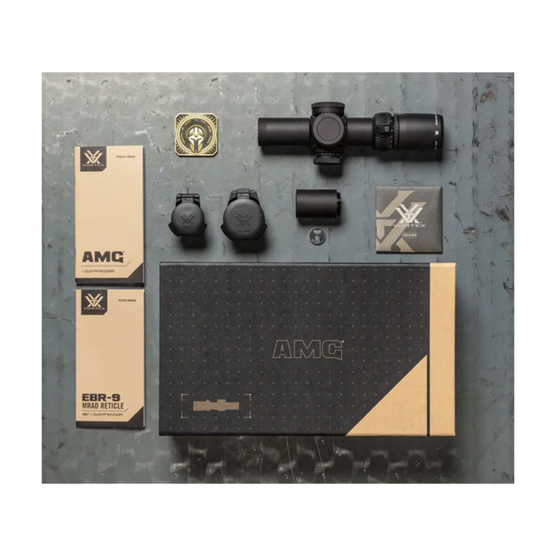 Vortex AMG 1-10x24 FFP Riflescope (EBR-9 MRAD Reticle) in the box