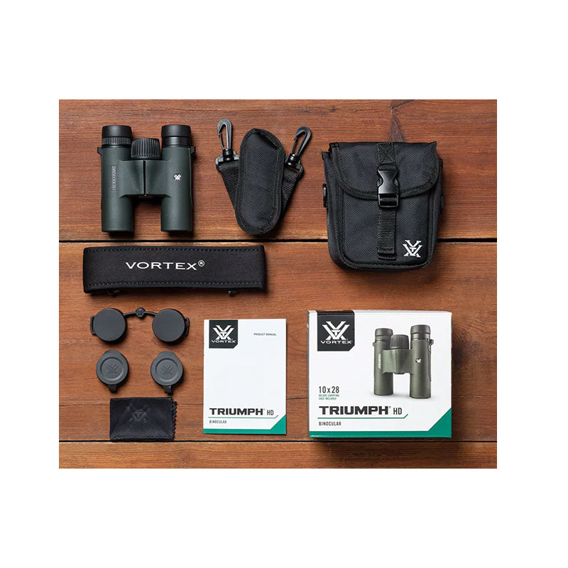 Vortex Triumph HD 10x28 Binoculars in the box