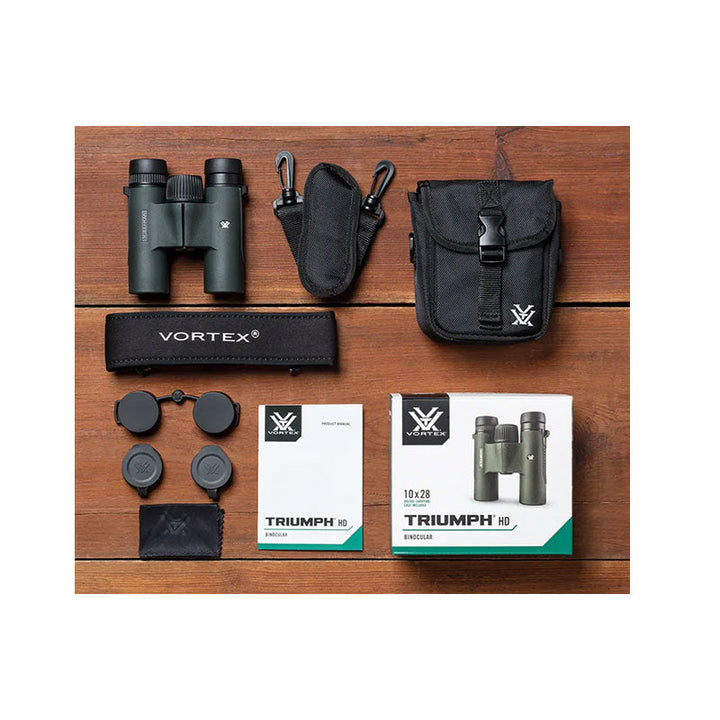 Vortex Triumph HD 10x28 Binoculars in the box