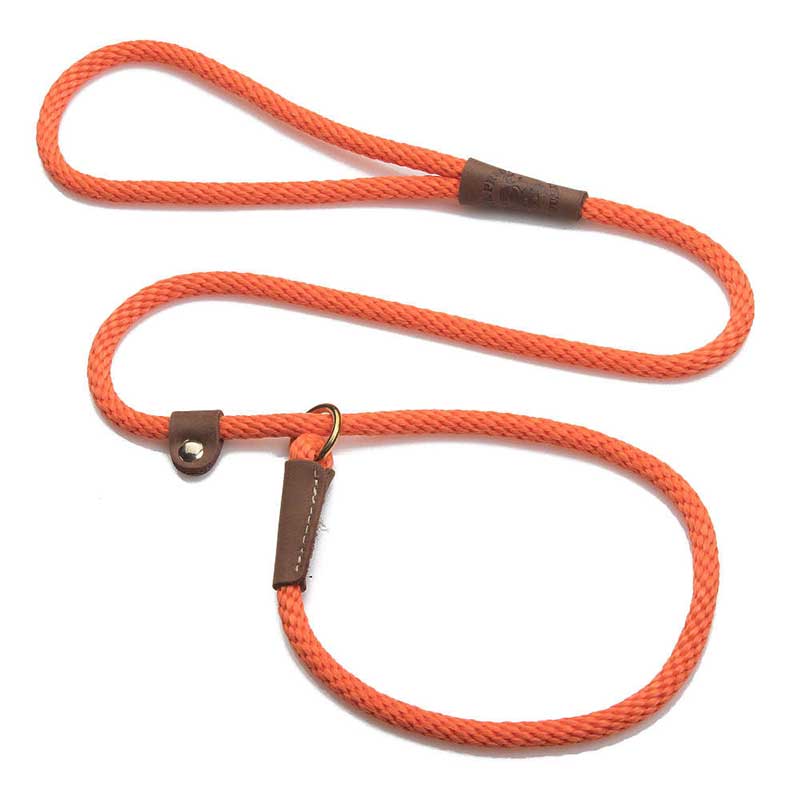 Mendota Dog Slip Leads - Brass, 6ft, 3/8, Orange