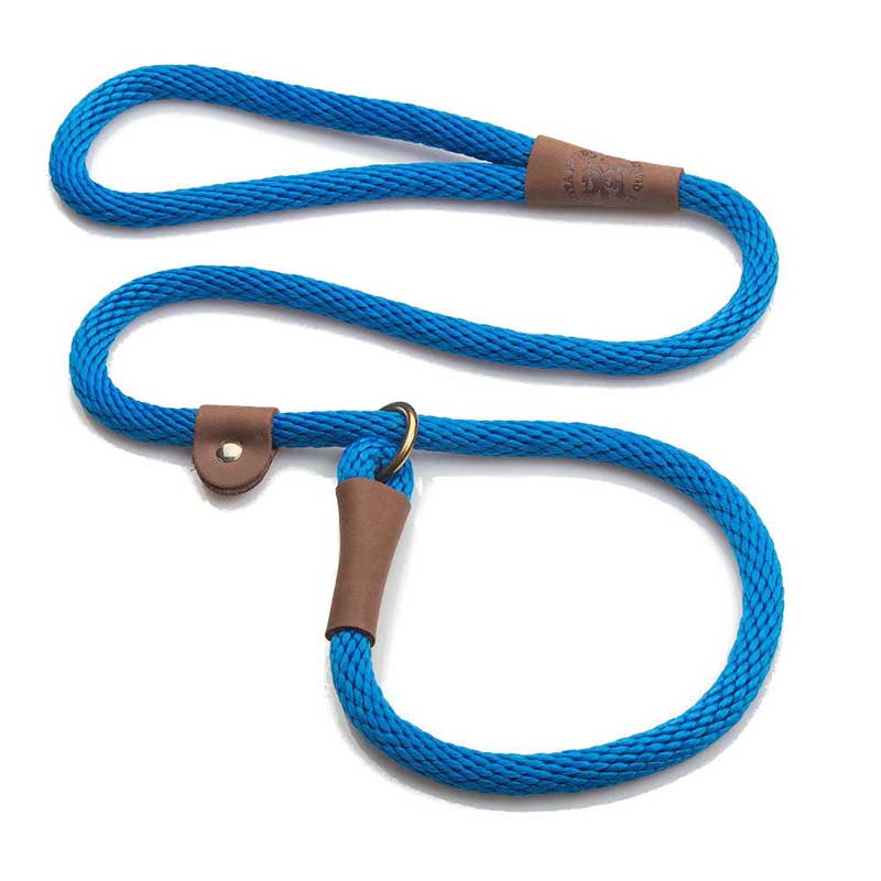 Mendota Dog Slip Leads - Brass, 6ft, 1/2, Blue