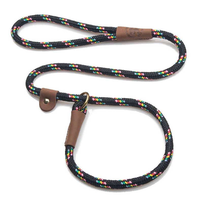 Mendota Dog Slip Leads - Brass, 6ft, 1/2, Black confetti
