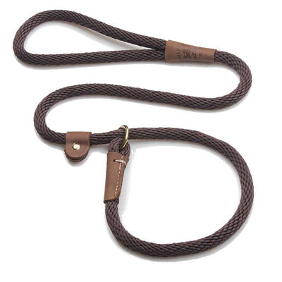 Mendota Dog Slip Leads - Brass, 6ft, 1/2, dark brown