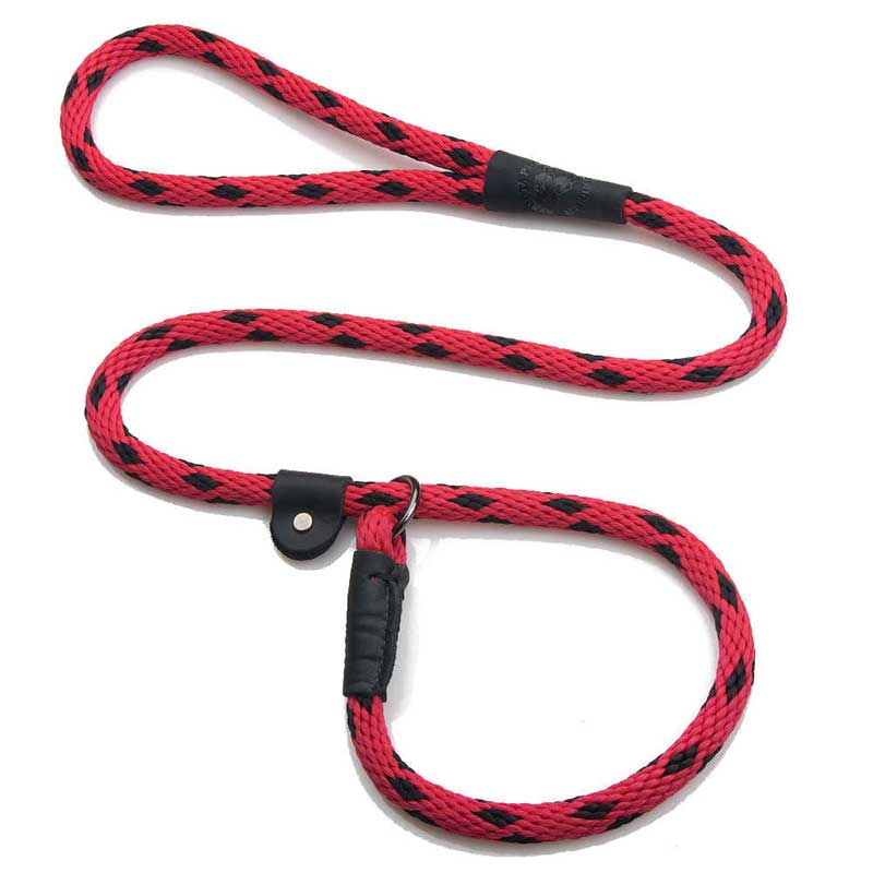 Mendota Dog Slip Leads - Black Metallic, 1/2, 6 foot, Black ice red