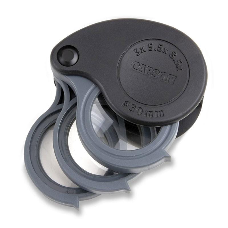 Carson TriView 3x / 5.5x / 8.5x Folding Loupe with Built-in Case