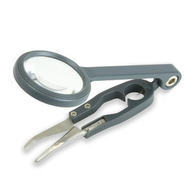 Carson Fish'n Grip 4.5x Magnifier with attached precision tweezers, hook cleaner and line cutter