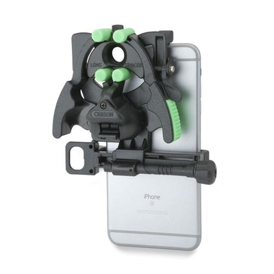 Carson HookUpz 2.0 Universal Optics Adapter for Smartphones connected to phone