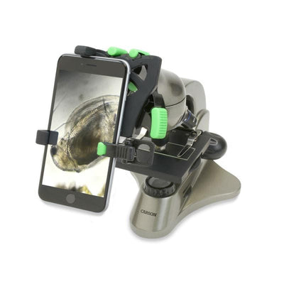 Carson HookUpz 2.0 Universal Optics Adapter for Smartphones - On microscope