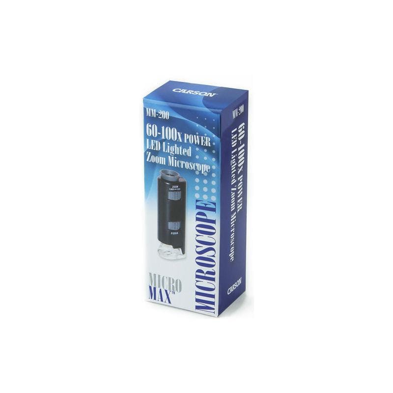 Carson MicroMax 60x-100x LED Pocket Microscope in packaging