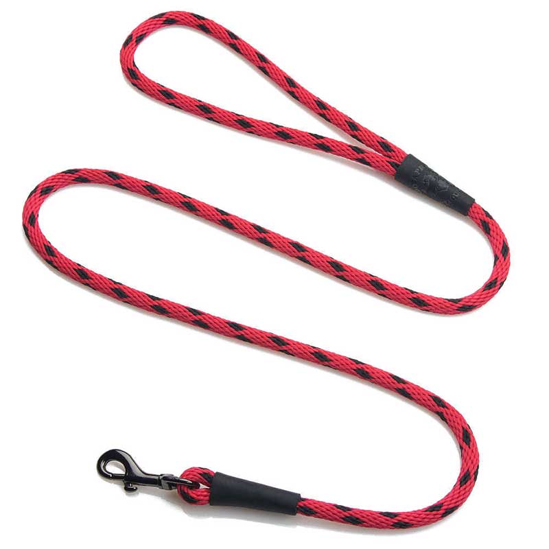 Mendota Dog Snap Lead - Black Metallic, 3/8, black ice red
