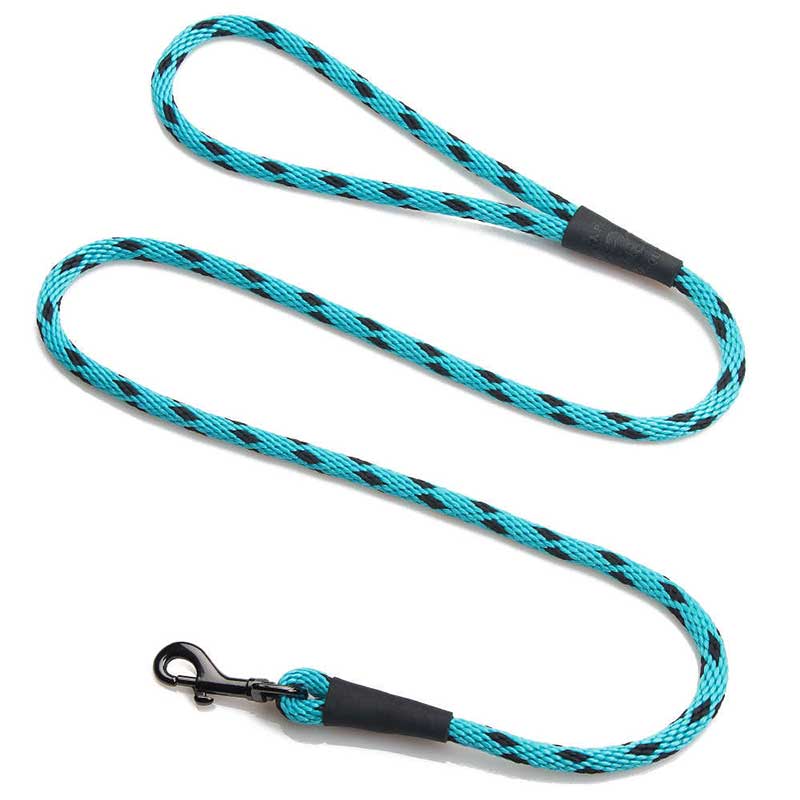 Mendota Dog Snap Lead - Black Metallic, 3/8, 6FT, black ice turquoise