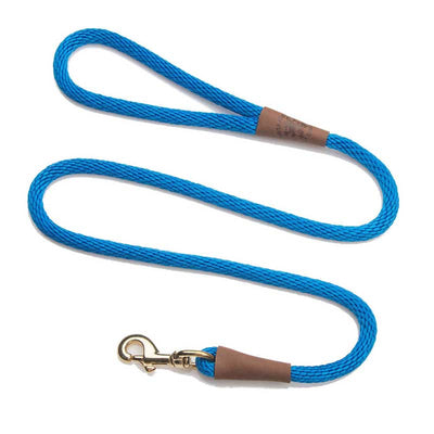 Mendota Dog Snap Lead - Brass Hardware, 1/2, blue