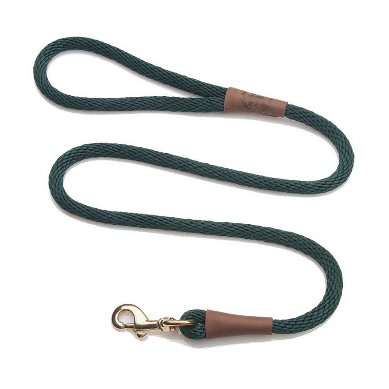 Mendota Dog Snap Lead - Brass Hardware, 1/2, green