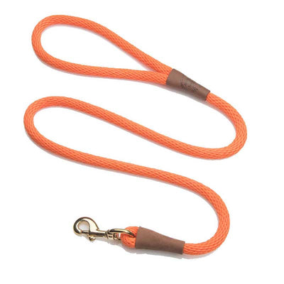Mendota Dog Snap Lead - Brass Hardware, 1/2, orange