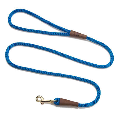 Mendota Dog Snap Lead - Brass Hardware, 3/8, blue