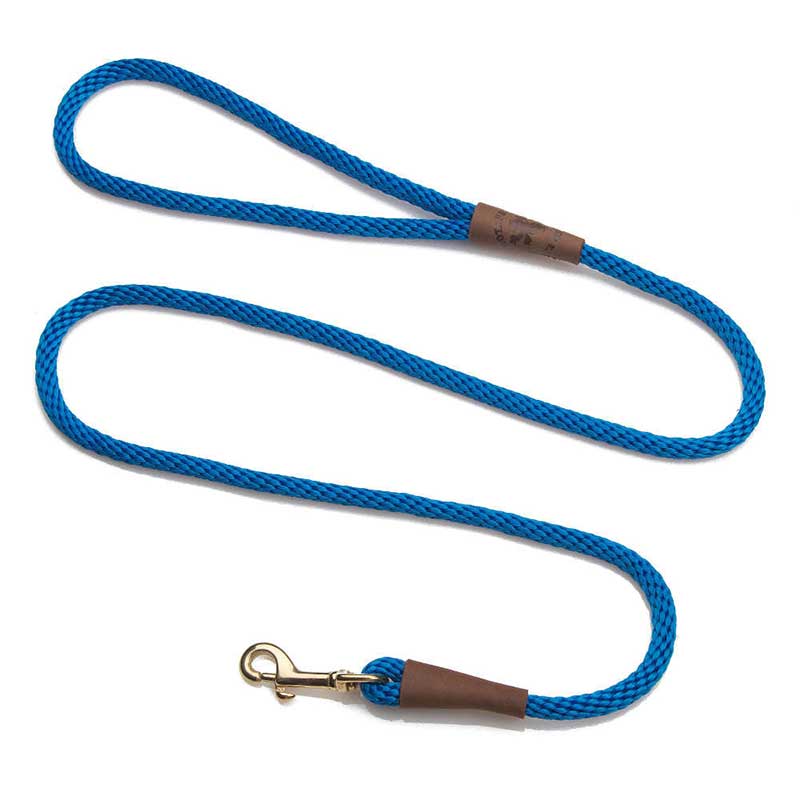 Mendota Dog Snap Lead - Brass, 3/8, blue