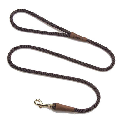 Mendota Dog Snap Lead - Brass Hardware, 3/8, brown