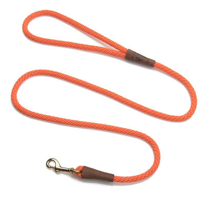 Mendota Dog Snap Lead - Brass Hardware, 3/8, orange