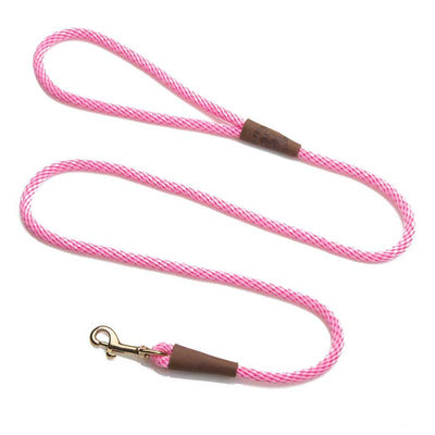 Mendota Dog Snap Lead - Brass Hardware, 3/8, pink