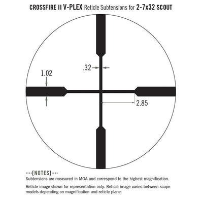 Vortex Crossfire II 2-7x32 Scout Riflescope V-Plex Reticle subtensions