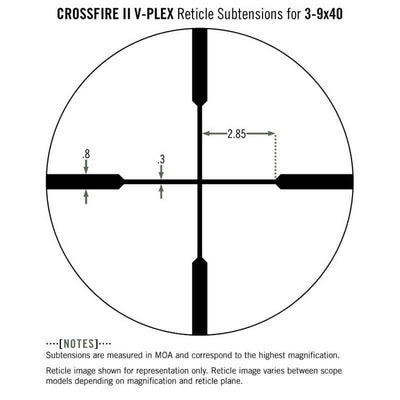 Vortex Crossfire II 3-9x40 Riflescope V-Plex Reticle subtensions