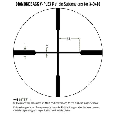 Vortex Diamondback 3-9x40 Riflescope V-Plex Reticle subtensions